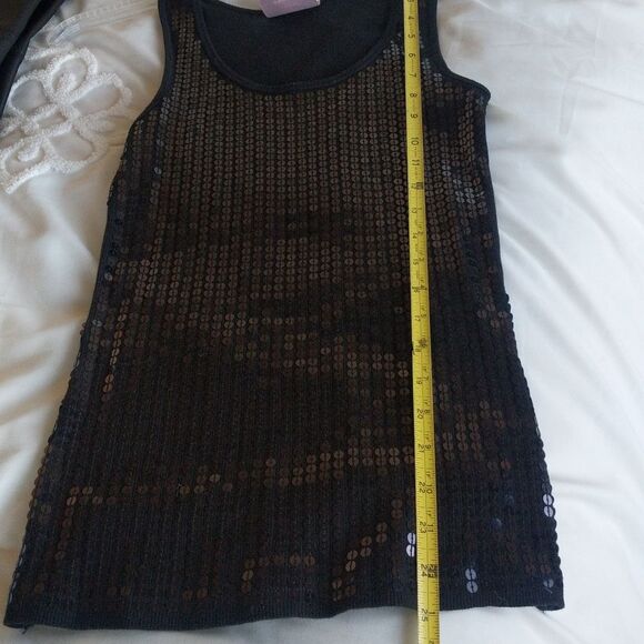 Romeo and Juliet Couture Black Sequin Tank Top - Picture 9 of 11